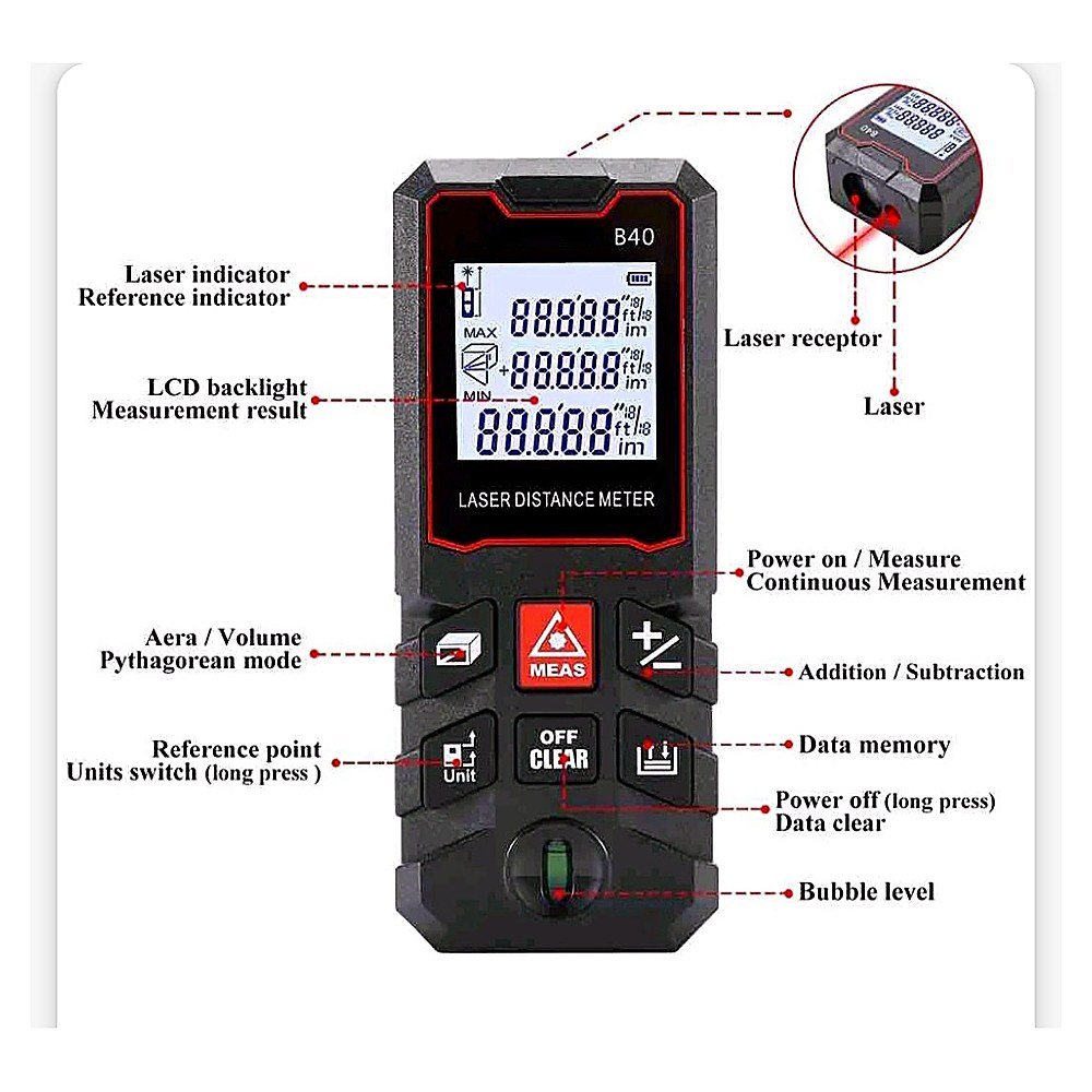 Laserski metar sa libelom 70m
